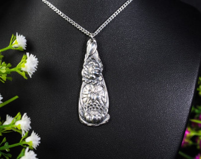 Sacred Lotus Necklace, Waterlily Sterling Pendant, Nature Inspired Necklace, Flower Necklace, Unique Jewelry, Bridesmaid Gift,  139-P