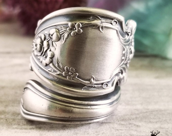 1908 Whiting Co Madam Jumel Ring, Spiral Royal Statement Ring, Vintage Spoon Jewelry Gifts, Sterling Silver Spoon Ring, 1041