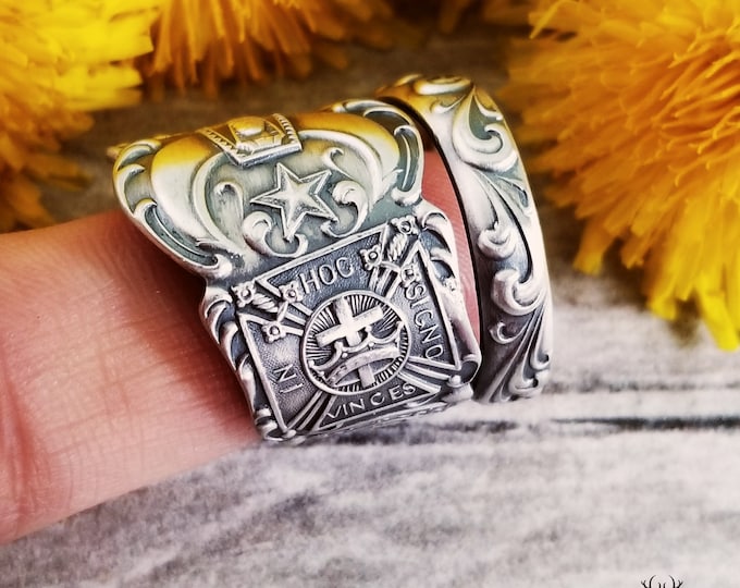 Rare Vintage Masonic Ring, Rare Spoon Ring, Sterling Silver Spoon Ring, Unique Masonic Jewelry, Unique Symbolic Ring, Jewelry Gift, 1700
