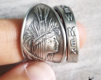 Taos New Mexico Native American Ring, .925 Sterling Taos Wrap Ring, New Mexico Jewelry, Sterling Silver Spoon Ring, Souvenir Ring 1237
