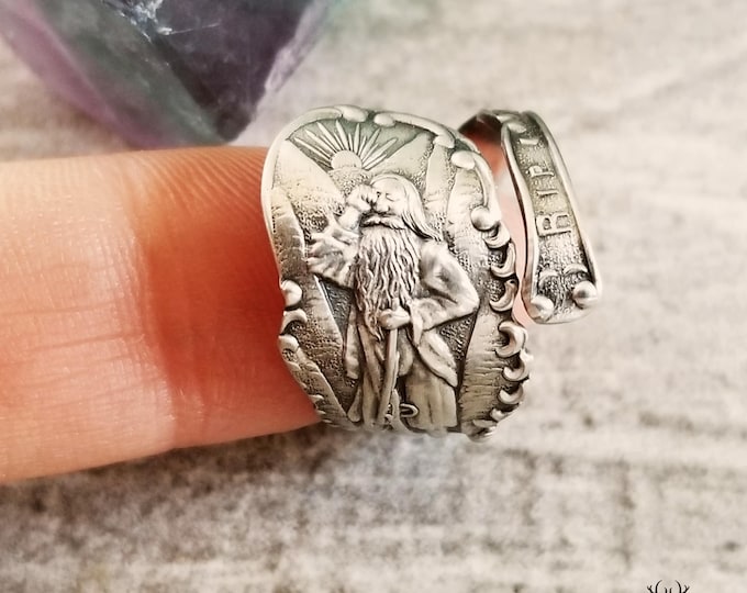 Sterling Rip Van Winkle Ring, Sterling Victorian Spoon Ring, Spiral Boho Ring, Vintage Spoon Ring, Vintage Jewelry, Wrap Ring, 2036