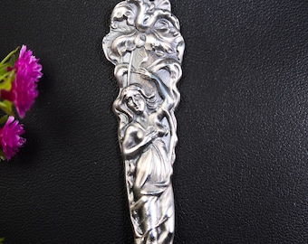 Spring Goddess Pendant, Sterling Silver Feminine Necklace, Goddess Silver Pendant, Nature Inspired Necklace, Unique Fae Necklace, 352-P
