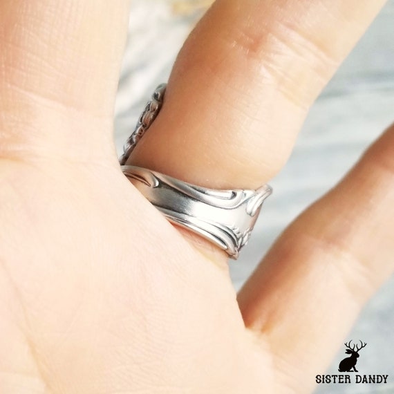 Sterling Silver Victorian Spoon Ring, Antique Spoon Jewelry