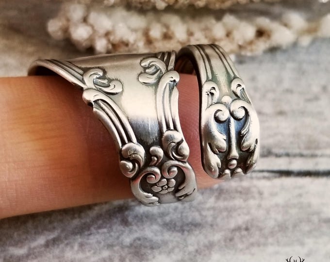 Handmade Sterling Victorian Ring, Victorian Spoon Ring, Vintage Spoon Ring, Antique Jewelry Gift, Sterling Silver Ring, Floral Ring, 1542