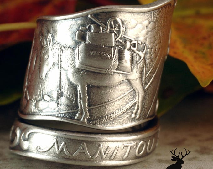 Sterling Donkey Ring, Sterling Silver Burro Ring, Vintage Manitou Mule Ring, Unique Mule Wrap Ring, Nature Animal Inspired Spoon Ring, 2302