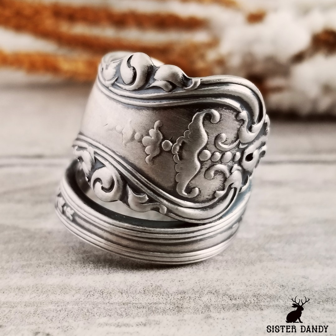 Antique Victorian Sterling Spoon Ring, Vintage Spoon Ring