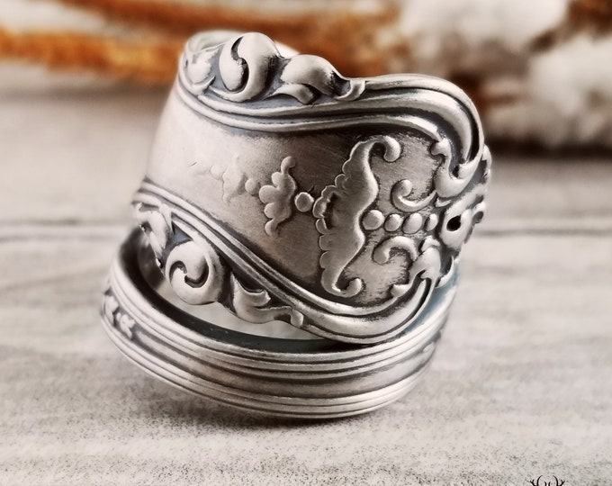 Antique Victorian Sterling Spoon Ring, Vintage Spoon Ring, Sterling Spoon Ring Jewelry, Unique Sterling Silver Ring Gift, Boho Ring, 1865