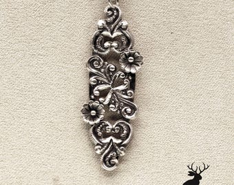 Sterling Wildflower Necklace, Unique Floral Pendant, Handmade Silver Daisy Pendant, Daisy Wedding Necklace, Art Nouveau Flower Pendant, P768