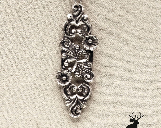 Sterling Wildflower Necklace, Unique Floral Pendant, Handmade Silver Daisy Pendant, Daisy Wedding Necklace, Art Nouveau Flower Pendant, P768