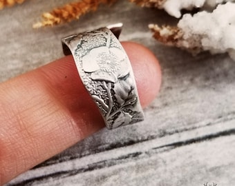 Dainty Wild Rose Sterling Spoon Ring, Antique Spoon Ring, Vintage Floral Silver Ring, Vintage Jewelry Gift, Unique Sterling Silver Ring 1778