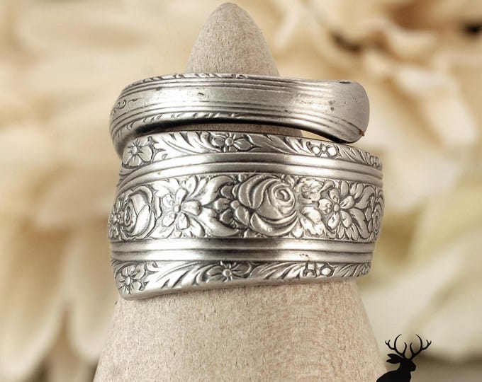 Elegant Victorian Rose Ring, Rosa Ring, Sterling Rosalie Bloom Ring, Vintage Rose Ring, Antique Rose Jewelry, Retro Rose Spoon Ring, 2234