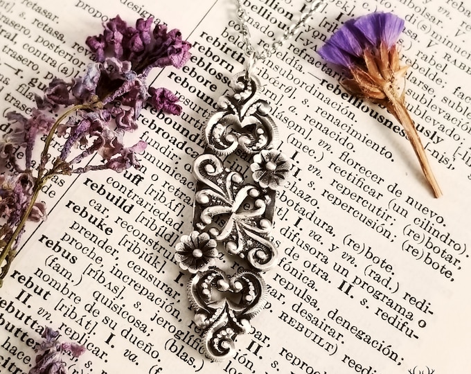 Sterling Wildflower Necklace, Unique Floral Pendant, Handmade Silver Daisy Pendant, Daisy Wedding Necklace, Art Nouveau Flower Pendant, P768