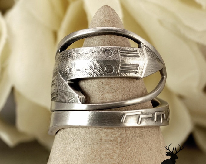 Historical Cornell Library Ring, Cornell University Uris Ring, Librarian Wrap Ring, Historic Ring, Sterling Silver Library Spoon Ring, 2435