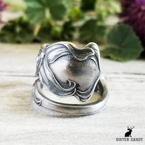 Lily of the Valley Spoon Ring, Sterling Silver Spoon Ring, Vintage Floral Ring, Lily Spoon Ring, Antique Silver Spoon Ring, Flower Ring, 342