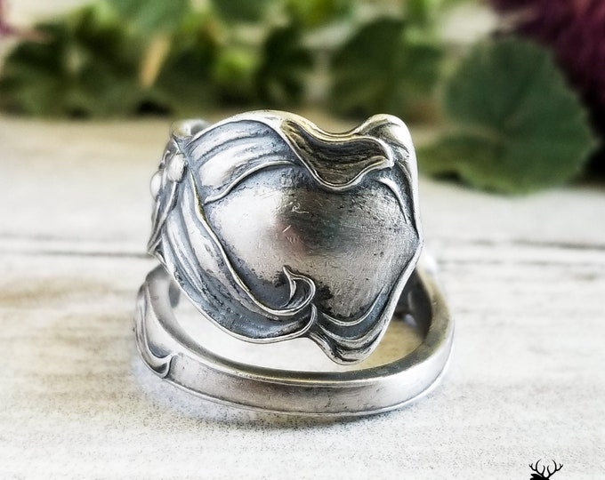 Lily of the Valley Spoon Ring, Sterling Silver Spoon Ring, Vintage Floral Ring, Lily Spoon Ring, Antique Silver Spoon Ring, Flower Ring, 342