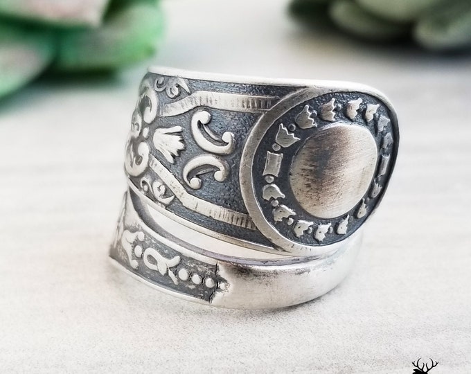 Sterling Victorian Spoon Ring, Sterling Spoon Ring, Antique Spoon Jewelry, Vintage Spoon Ring, Sterling Silver Spoon Ring, Boho Ring, 688