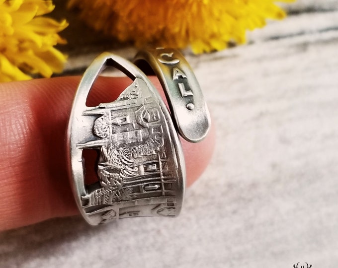 Sterling Hollywood Ring, Sterling Spoon Ring, Adjustable Vintage Ring, Unique Sterling Ring, Adjustable Vintage Ring, Sterling Gift,  1620