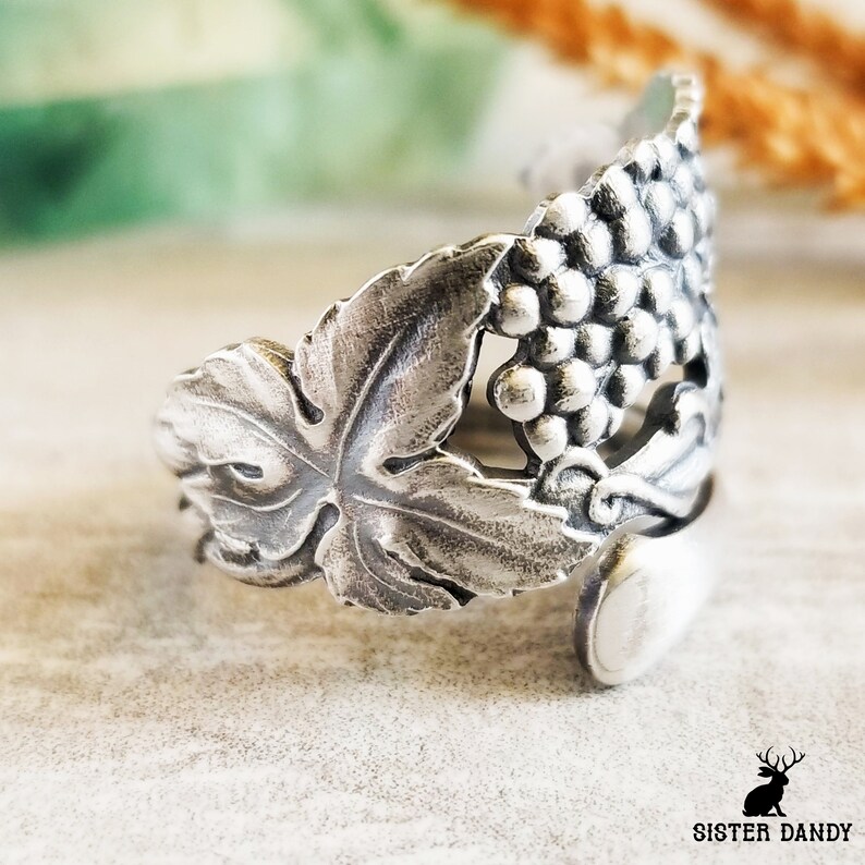Unique Grape Wrap Ring, Silver Grape Vine Ring, Vintage Spoon Ring ...