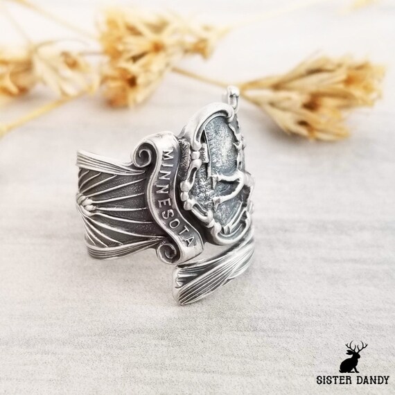 Minnesota Ring, Sterling Spoon Ring, Adjustable Spoon Ring