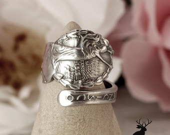 Dainty San Francisco Wrap Ring, Historic 1915 Panama Pacific International Exposition Ring, Rare Sterling Silver Souvenir Spoon Ring, 2469