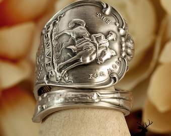 Historic Denver Ring, Sterling Silver Mile High History Ring, Unique Downtown Denver Wrap Ring, Sterling Colorado Spoon Ring, 2379