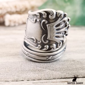 Sterling Silver Crown Ring, Silver Royalty Ring, Sterling Silver Spoon Ring, Gift for Her, Gift for Him, Unique Jewelry Gift, 1805