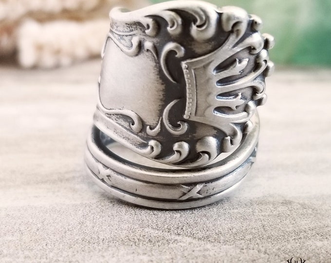 Sterling Silver Crown Ring, Silver Royalty Ring, Sterling Silver Spoon Ring, Gift for Her, Gift for Him, Unique Jewelry Gift, 1805