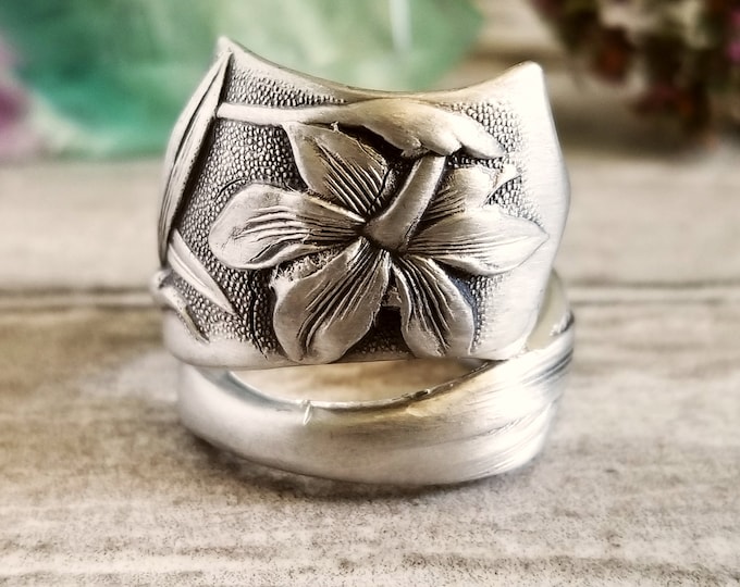 Elegant Daffodil Bloom Ring, Handmade Narcissus Floral Ring, Vintage Shiebler Ring, Silver Spoon Ring, Floral Ring, Antique Flower Ring, 536