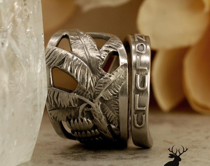 Banana Tree Ring, Sterling Silver Fruit Ring, Tropical Tree Wrap Ring, Art Nouveau Sterling Honolulu Ring, Berry Fruit Spoon Ring, 2452