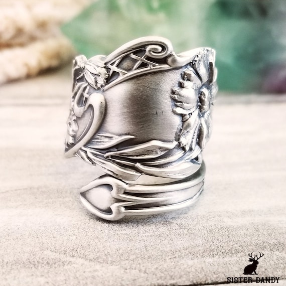 antique silver Spoon ring 17号 SILVWHIS Spoon Ring Sterling Silver Hummingbird Ring Vintage