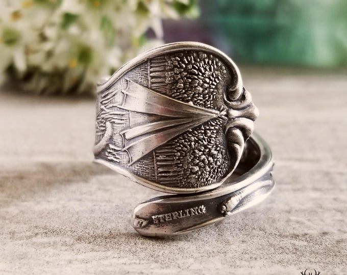 Sterling Native American Ring, Sterling Spoon Ring, Adjustable Spoon Ring, Spoon Jewelry, Sterling Silver Spoon Ring, Souvenir Ring, 1903B