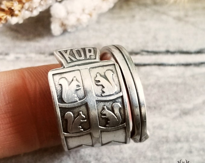 Silver Squirrel Ring, Animal Spoon Ring, Antique Silver Ring, Sterling Silver Spoon Ring, Vintage Jewelry Gift, Nature Lover Gift, 2011