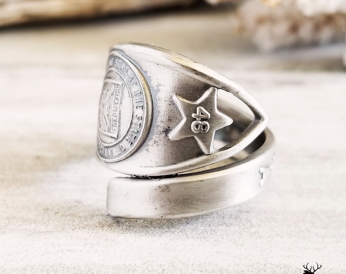 Arizona State Ring, Sterling Spoon Ring, Southwest Spoon Ring, Souvenir Ring, Vintage Spoon Ring, Canyon Ring, Sterling Arizona Ring, 1117