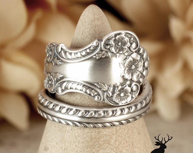 Gorham Buttercup Sterling Silver Ring, Vintage Silver Rose Bloom Ring, Sterling Wildflower Spoon Ring, Antique Floral Spoon Ring, 316C