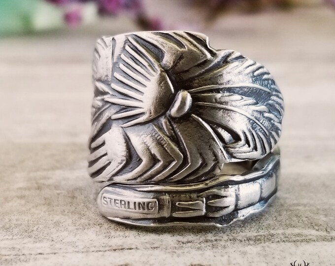 Palm Tree Ring, Florida Silver Ring, Beach Souvenir Ring, Florida Ring, Sterling Ring, Vintage Ring, Sterling Beach Ring, Unique Gift, 1863