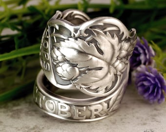 Scorpio Zodiac Ring, Sterling Silver Scorpian Ring, Astrology Wrap Ring, Astrological Ring, Vintage October Hops Zodiac Spoon Ring, 2240