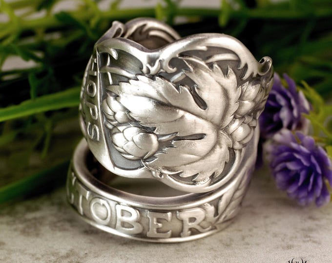 Scorpio Zodiac Ring, Sterling Silver Scorpian Ring, Astrology Wrap Ring, Astrological Ring, Vintage October Hops Zodiac Spoon Ring, 2240