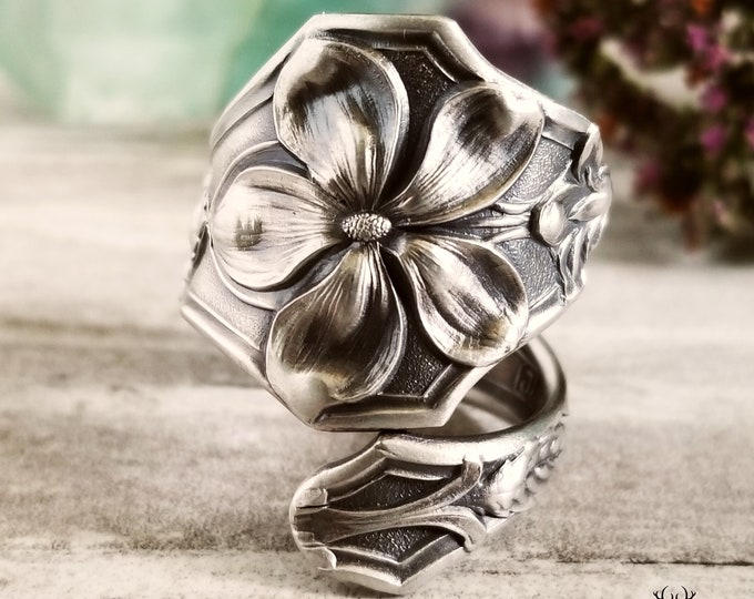 Sterling Violet Bloom Ring, Handmade Silver Viola Ring, Vintage Violet Flower Ring, Sterling Silver Botanical Ring, Violet Ring, 1846