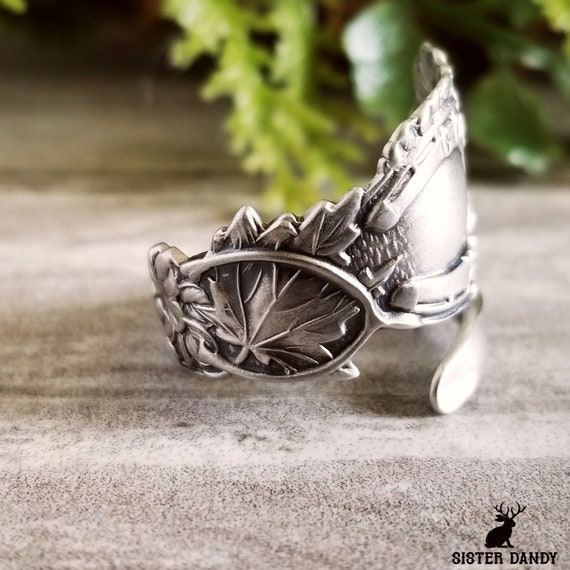 Good Luck Spoon Ring, Vintage Lucky Sterling Ring, Horseshoe