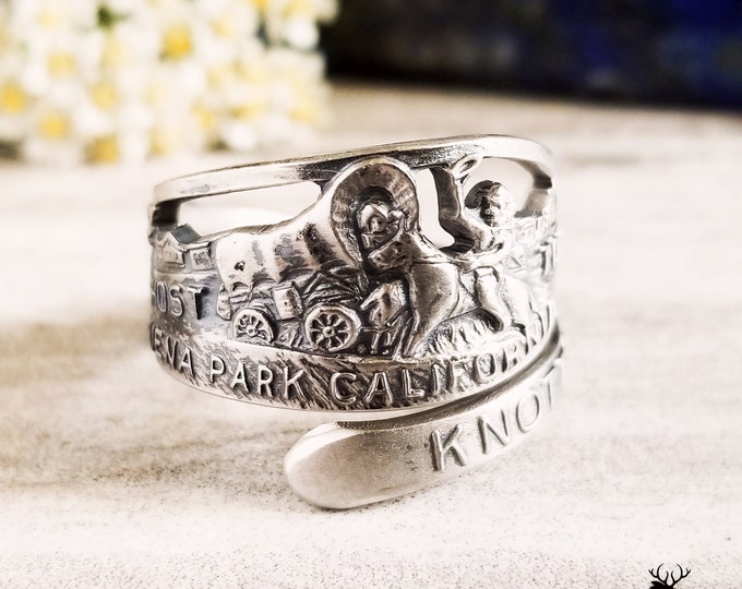 Knott's Berry Farm Ring, Sterling Cali Ring, California Spoon Ring, Buena Park Vintage Spoon Ring, Antique Sterling Silver Spoon Ring, 1070