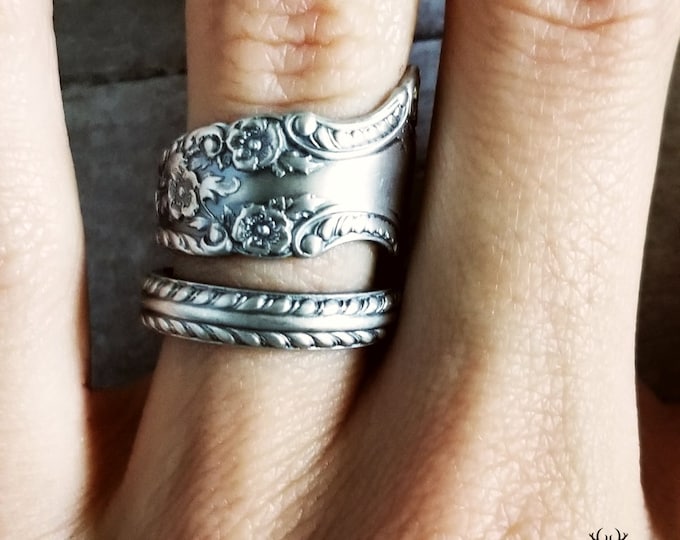 Buttercup Sterling Silver Gorham Ring, Vintage Silver Rose Flower Ring, Flower Sterling Spoon Ring, Antique Floral Spoon Ring, 316C