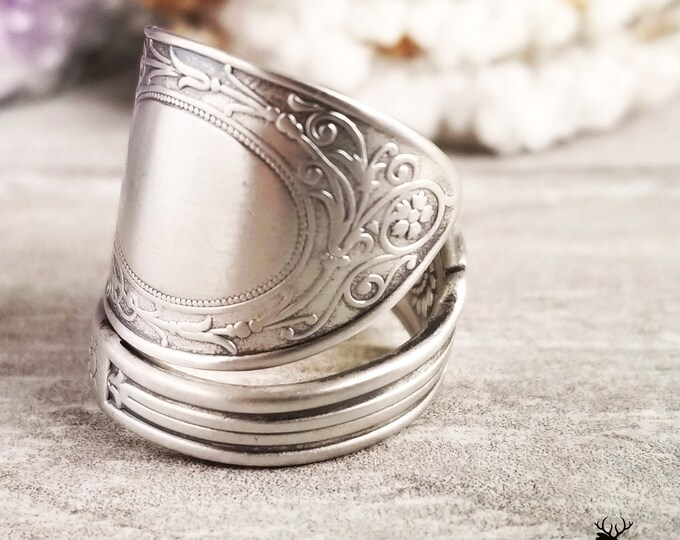 Sterling Dragon Spoon Ring, Vintage Griphon Spoon Ring, Vintage Spoon Ring, Antique Arabesque Spoon Jewelry, Sterling Silver Spoon Ring 220W