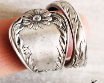 Sterling Daisy Ring, Daisy Spoon Ring, Flower Spoon Ring, Vintage Sterling Silver Ring, Vintage Floral Ring, Sterling Silver Spoon Ring, 260