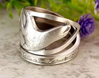 Sterling Silver Sea Lion Ring, Silver Seal Ring, Antique Old Ben Ring, Silver Catalina Isle Jewelry, Silver Seashore Spoon Ring, 1591
