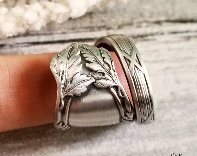 Oak Leaf Sterling Spoon Ring, Botanical Spoon Ring, Vintage Spoon Ring, Vintage Spoon Jewelry, Nature Inspired Spoon Ring, Leaf Ring, 1708B