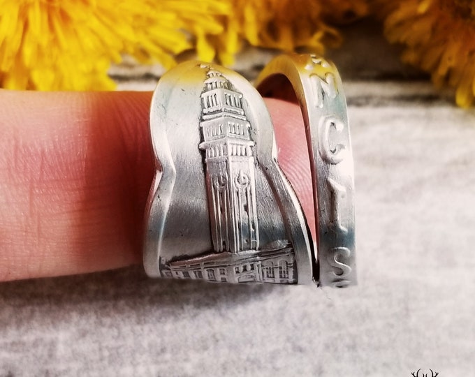 Sterling San Francisco Ring, San Fran Ring, Sterling Spoon Ring, Vintage Ring, Sterling Ring, Adjustable Vintage Ring, Sterling Gift,  1968