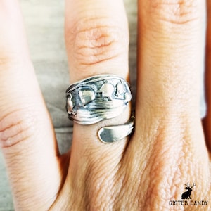 Sterling Petite Lily of the Valley Ring, Sterling Silver Convallaria Majalis Ring, Vintage Lily Ring, Antique Silver Flower Spoon Ring, 1123