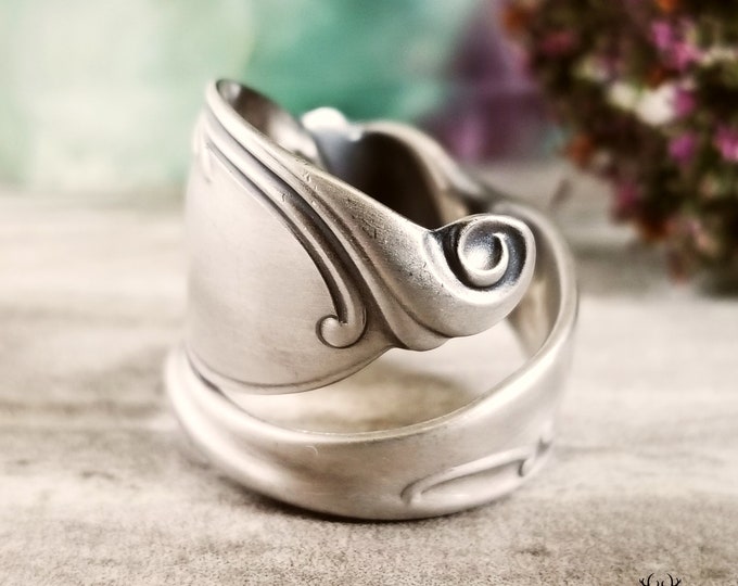 Sterling Artistic Boho Swirl Ring, Handmade Silver Swirl Ring, Scroll Ring, Vintage Swirl Ring, Silver Flourish Ring, Art Nouveau Ring, 1936
