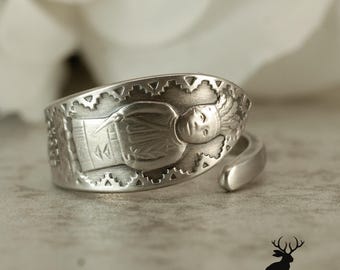 Dainty Hopi Snake Dancer Ring, Indigenous Spiral Ring, Sterling Southwest Ring, Silver Wrap Ring, Sterling Silver Souvenir Spoon Ring, 2376