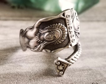 Goddess Chicago Spoon Ring, Siren Spoon Ring, Sterling Spoon Ring, Chicago Spoon Ring,  Sterling Silver Souvenir Spoon Ring, 1685